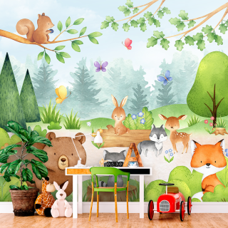 Papel De Parede Personalizado Floresta Aquarela