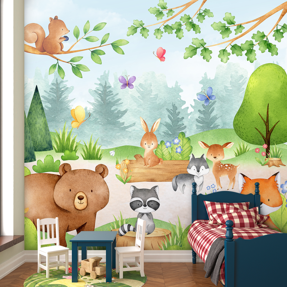 Papel De Parede Personalizado Floresta Aquarela