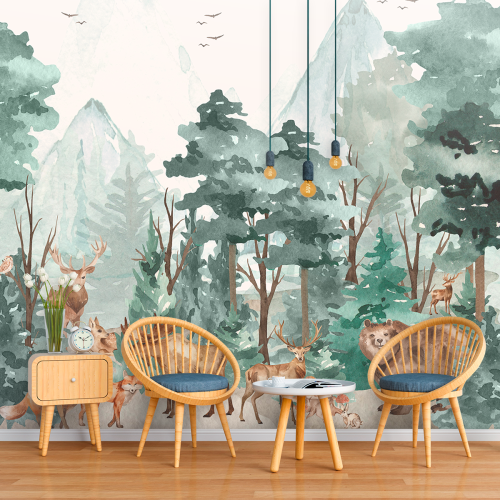 Papel De Parede Personalizado Animais Na Floresta