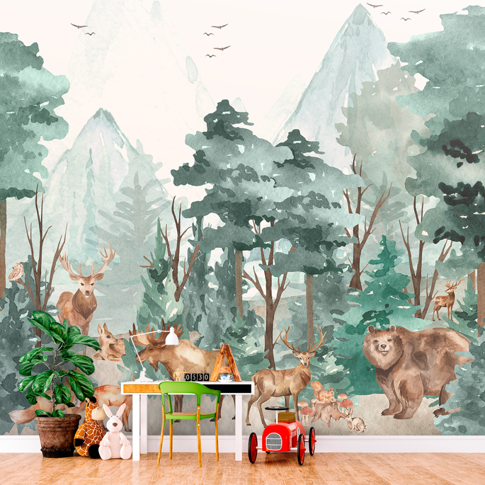 Papel De Parede Personalizado Animais Na Floresta