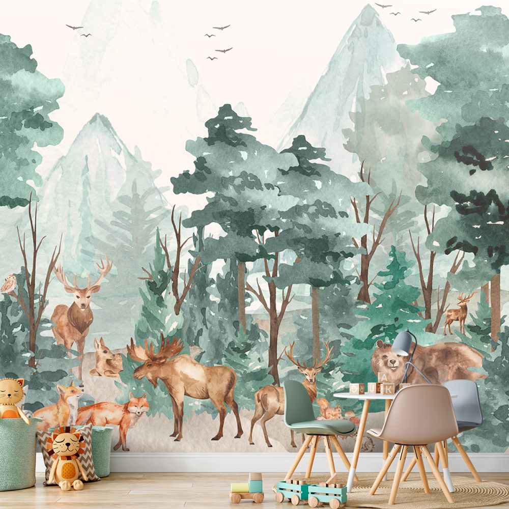 Papel De Parede Personalizado Animais Na Floresta