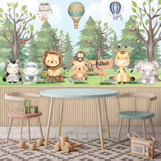 Papel De Parede Personalizado Animaizinhos Safári