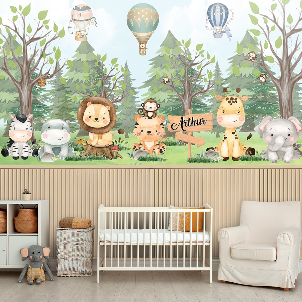 Papel De Parede Personalizado Animaizinhos Safári
