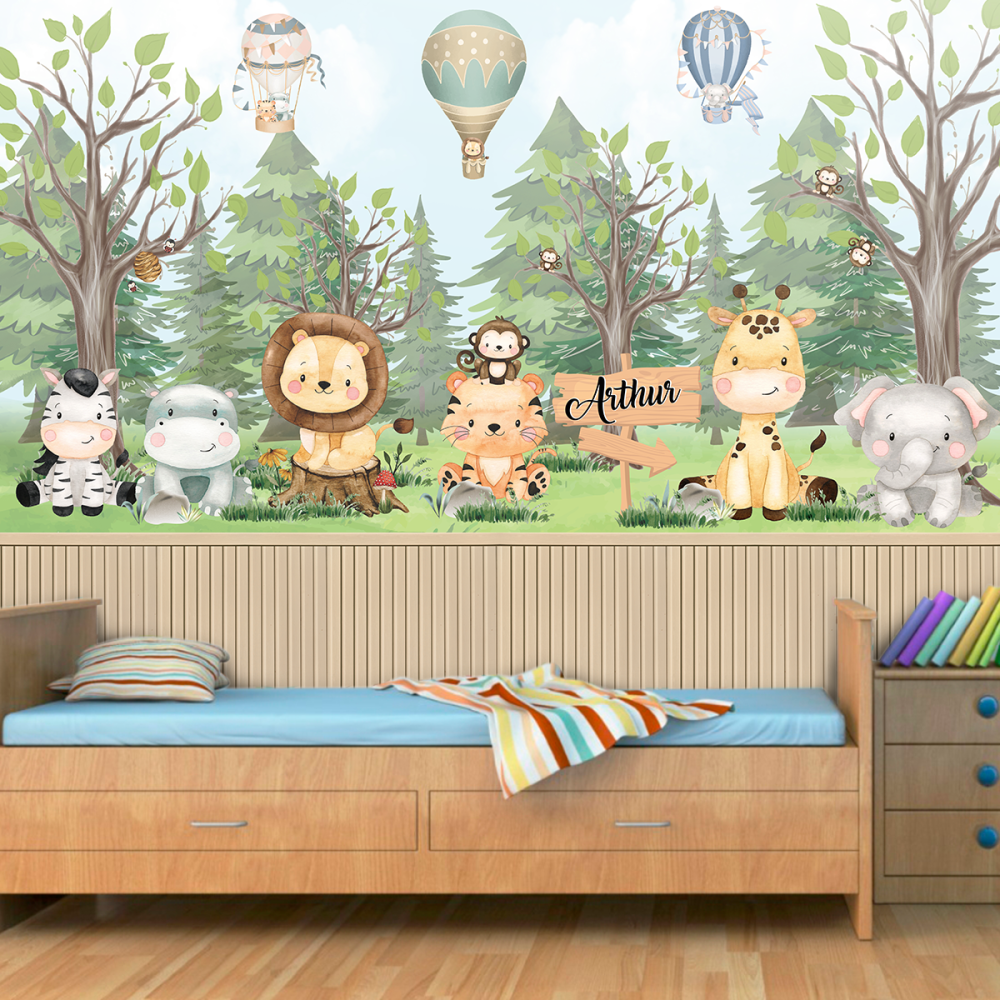 Papel De Parede Personalizado Animaizinhos Safári