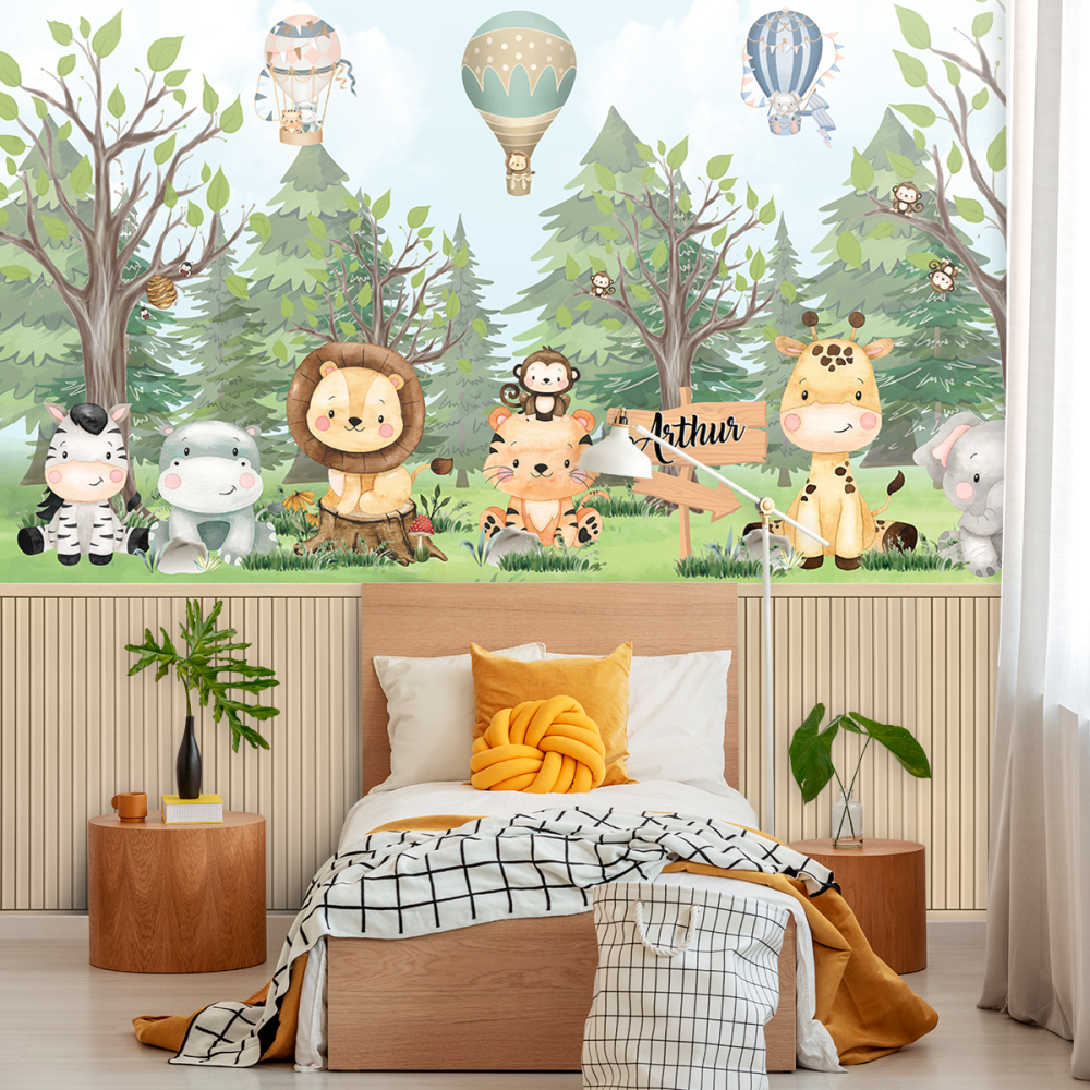 Papel De Parede Personalizado Animaizinhos Safári