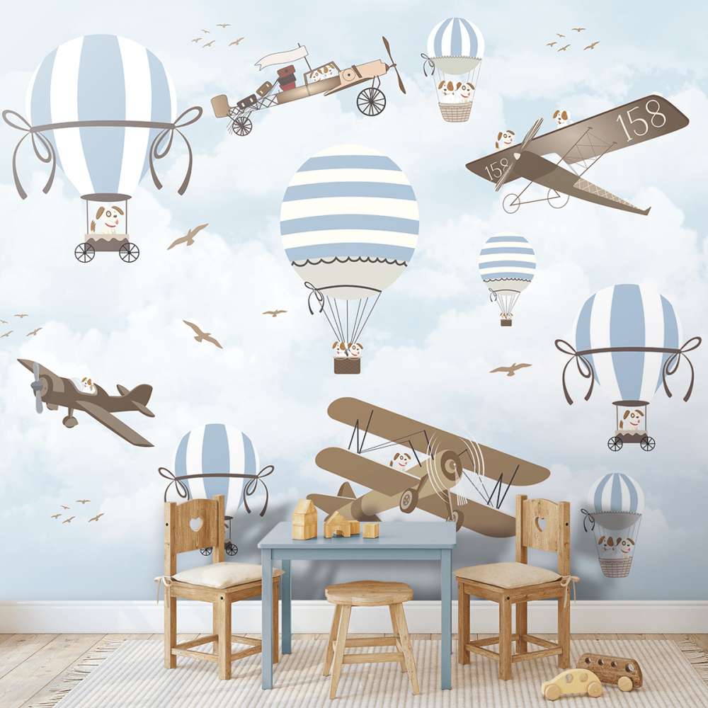 Papel De Parede Personalizado Cachorrinhos No Céu