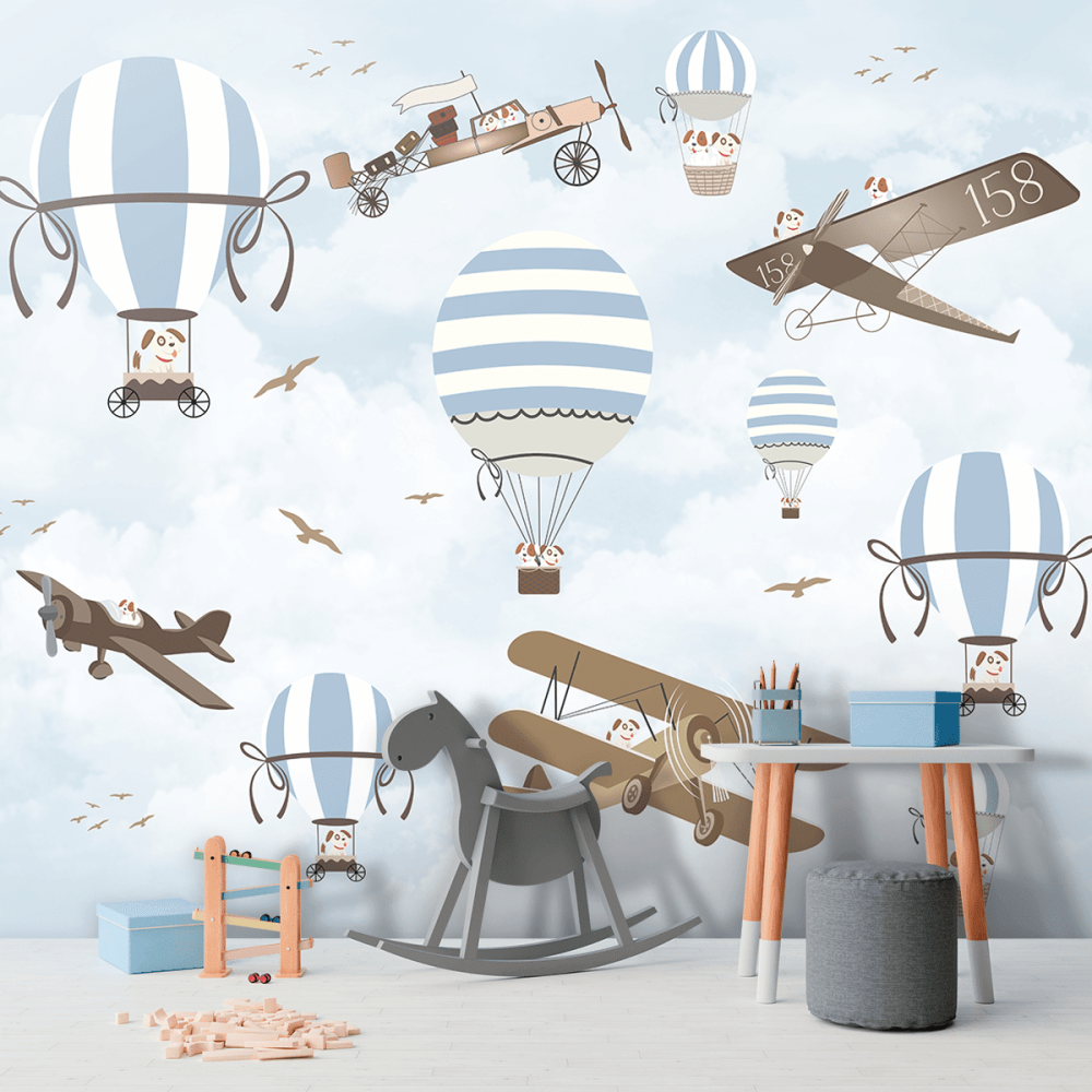 Papel De Parede Personalizado Cachorrinhos No Céu