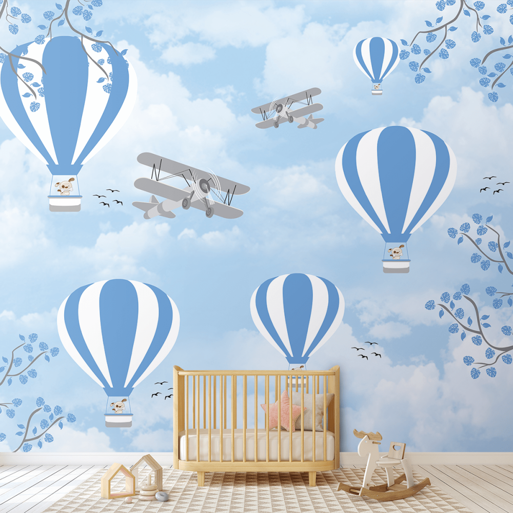 Papel De Parede Personalizado Balão Mágico Azul Papel De Parede Personalizado Balão Mágico Azul