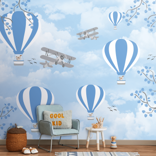 Papel De Parede Personalizado Balão Mágico Azul