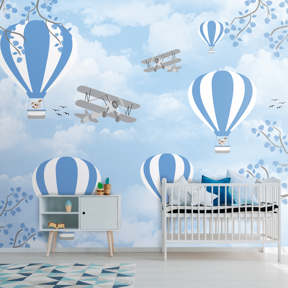 Papel De Parede Personalizado Balão Mágico Azul Papel De Parede Personalizado Balão Mágico Azul