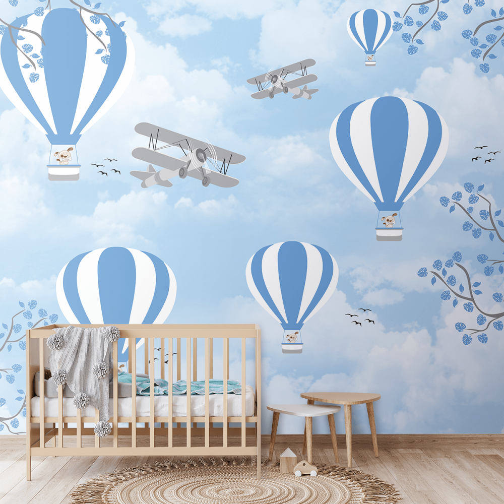 Papel De Parede Personalizado Balão Mágico Azul Papel De Parede Personalizado Balão Mágico Azul