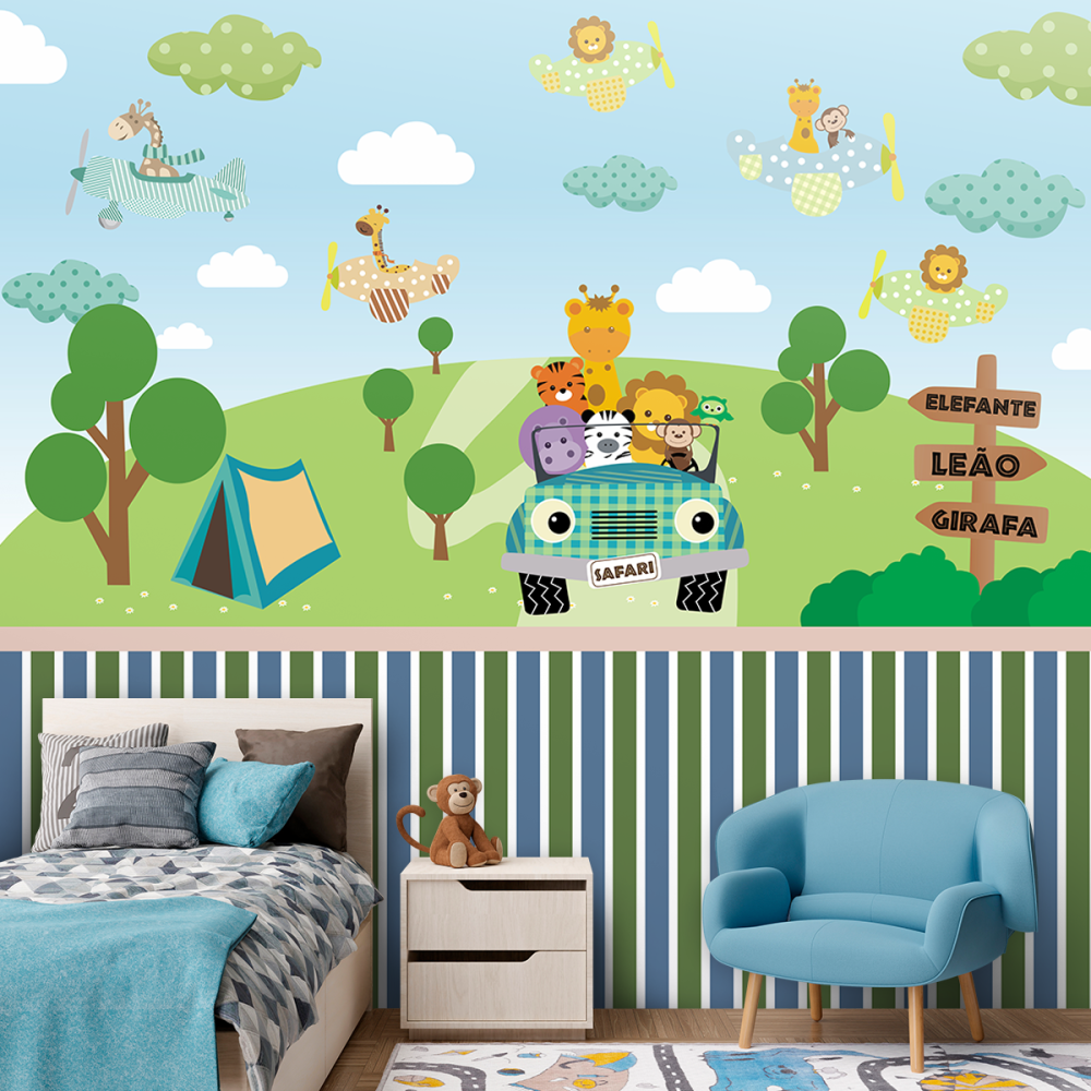 Papel De Parede Personalizado Passeio Safári