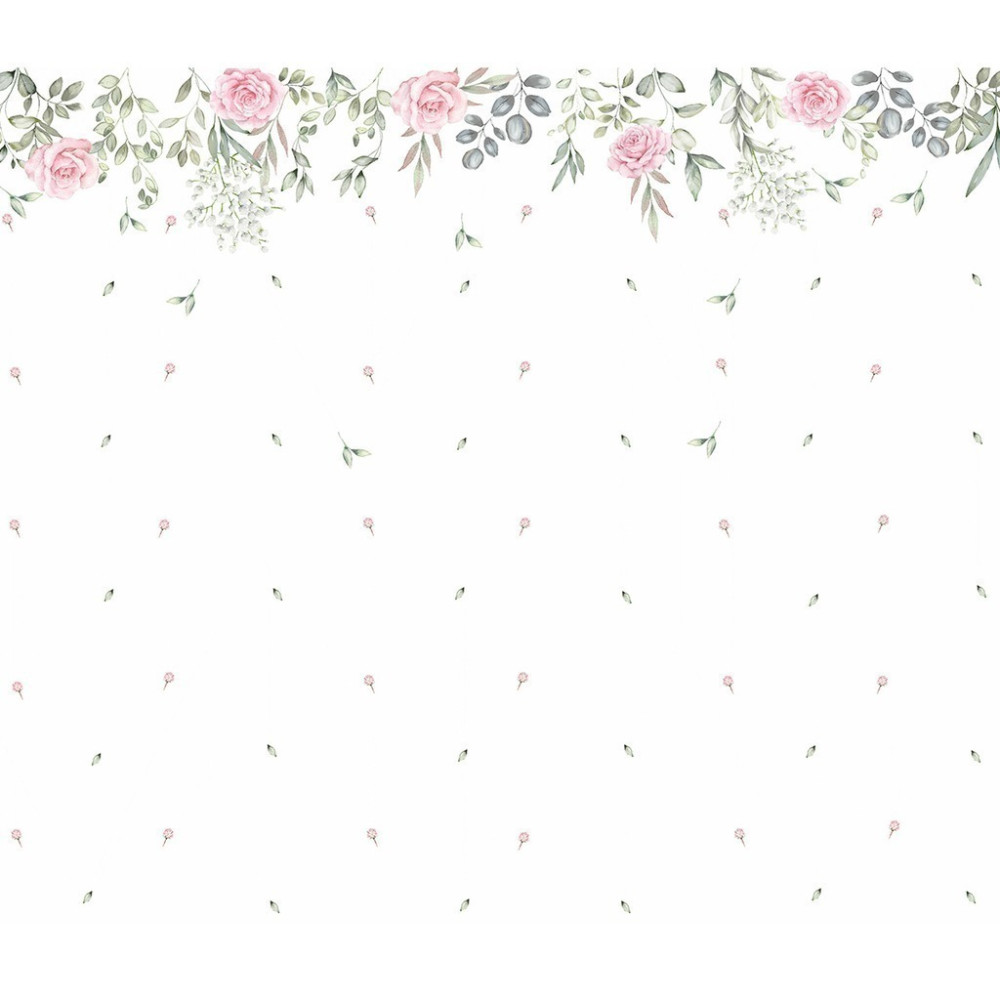 Papel de Parede Personalizado Cortina de Folhas e Pétalas