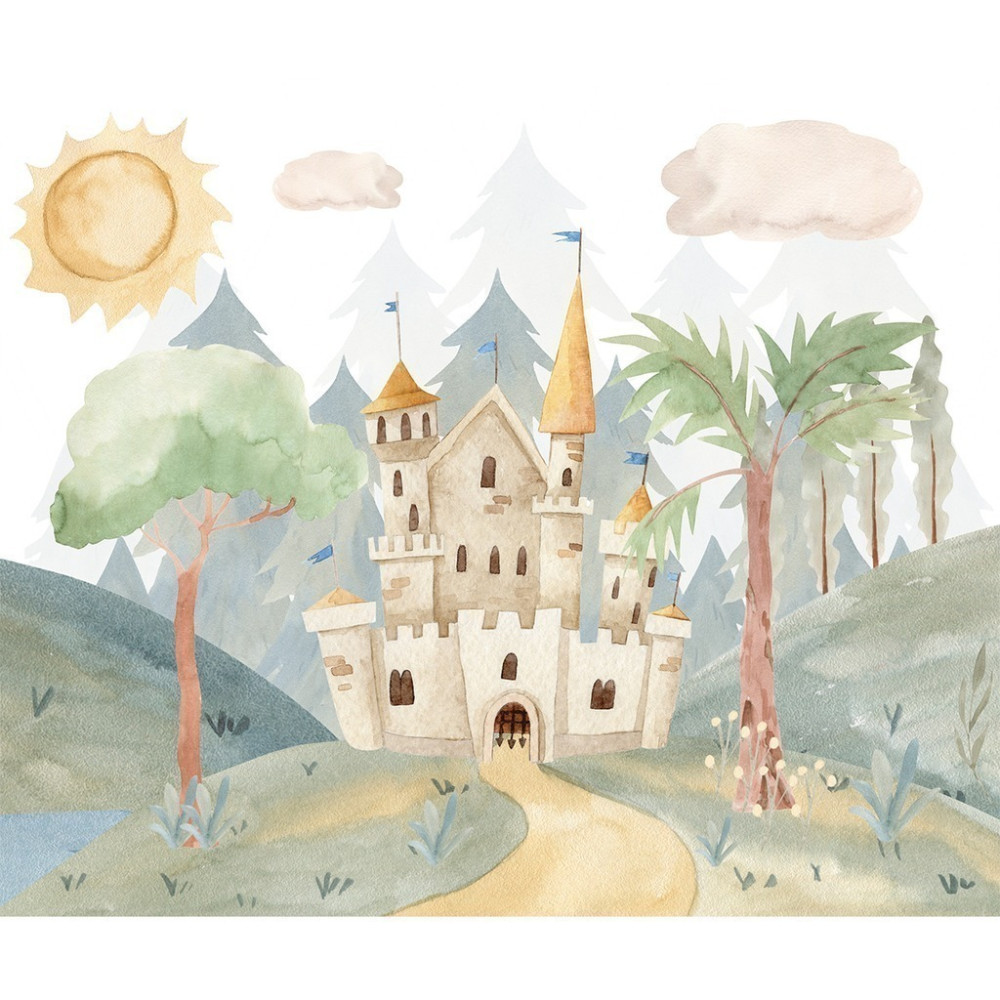 Papel de Parede Personalizado Castelo Antigo Céu Ensolarado