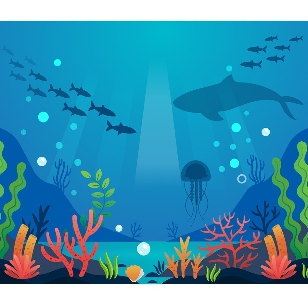 Papel de Parede Personalizado Peixes no Fundo do Mar