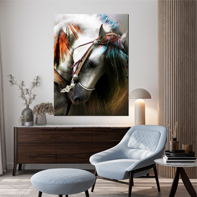 Quadro Decorativo Abstrato Cavalo Colorido