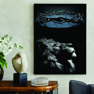 Quadro Decorativo Leão de Judá com Coroa de Espinhos