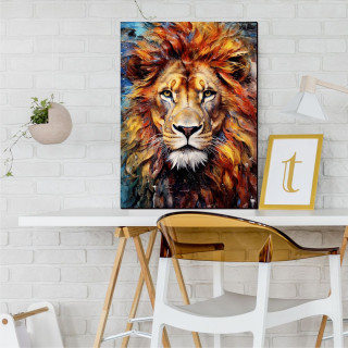 Quadro Decorativo Leão Pintura Colorida