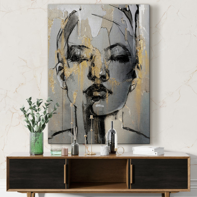 Quadro Mulher Face Ouro