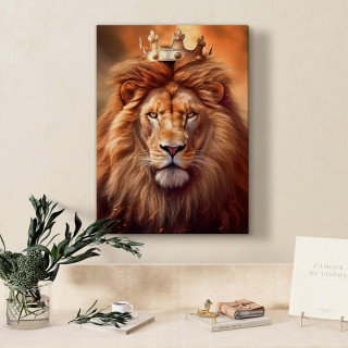 Quadro Decorativo Leão Guardião Dourado