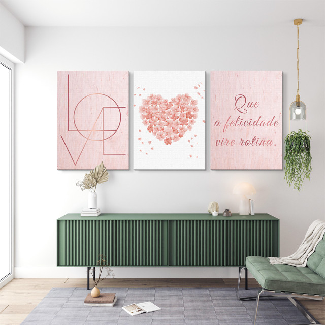 Kit Quadros Decorativos Que a Felicidade vire Rotina