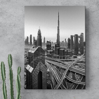 Quadro Decorativo Dubai em Preto e Branco