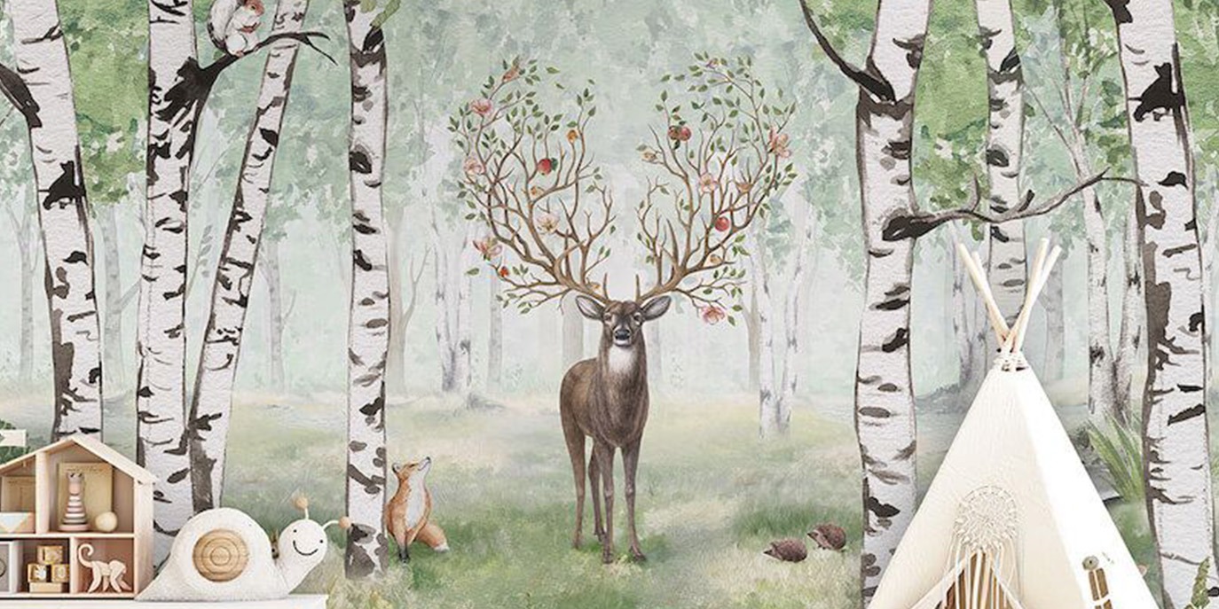 Papel De Parede Mural Bosque Encantado dos Animais
