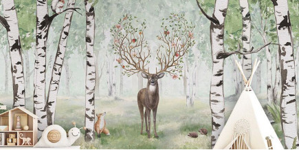Papel De Parede Mural Bosque Encantado dos Animais