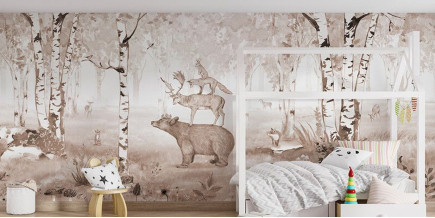 Papel De Parede Mural Rei Urso - marrom