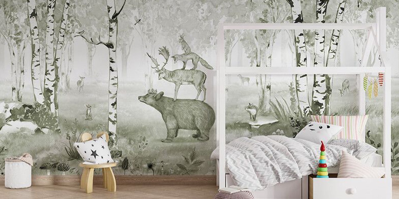 Papel De Parede Mural Rei Urso - verde