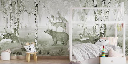 Papel De Parede Mural Rei Urso - verde