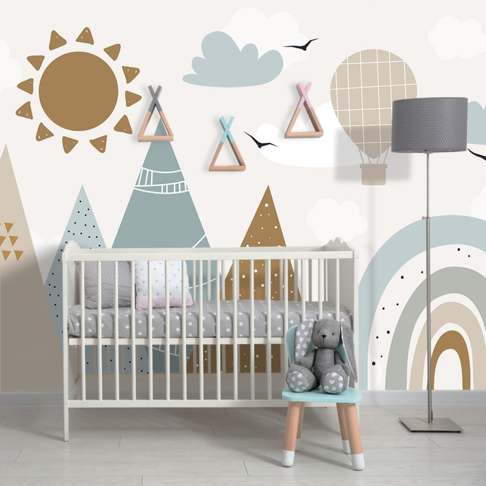 Papel de Parede Personalizado Sol e Montanhas Papel de Parede Personalizado Sol e Montanhas