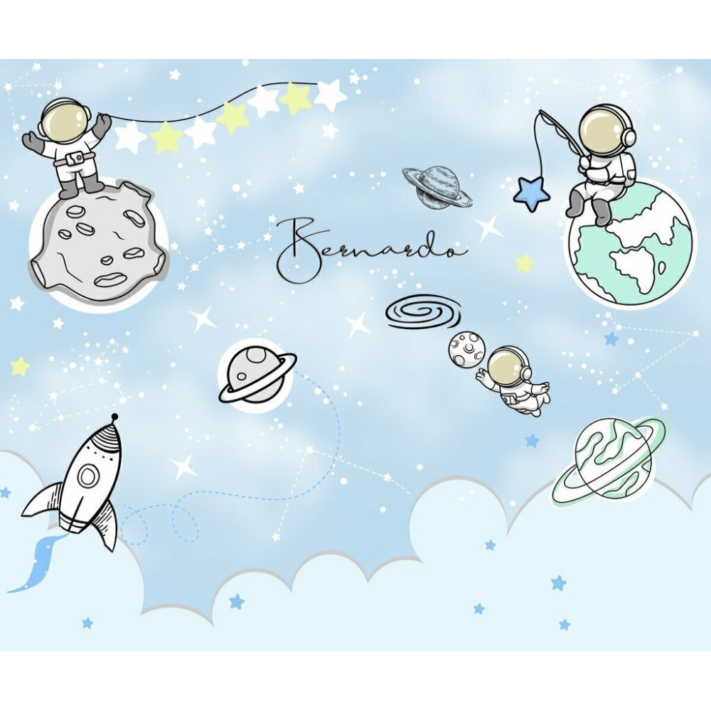 Papel de Parede Personalizado Aventura dos Astronautas